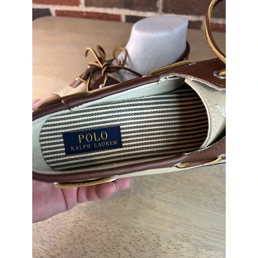 Polo‎ Ralph Lauren Rylander Boat Shoes Men's Size 12 D Beige Tan Casual Loafers